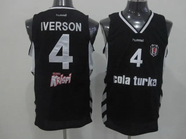 Cheap Besiktas Jersey 4 Allen Iverson Basketball Jerseys Iverson Black  White Shirt Rev 30 New Material Fashion Free Shipping - Basketball Jerseys  - AliExpress