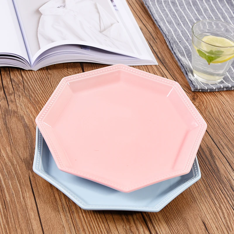 Japanese creative ceramic plate and bowl irregular octagonal snack plate and bowl (6)