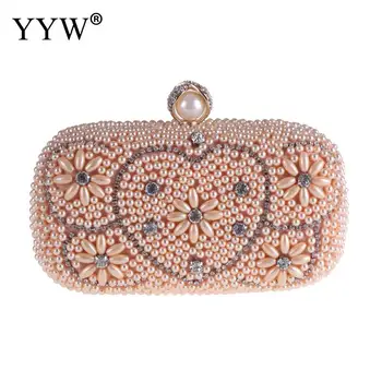 

New Women Rhinstone Evening Bag Pink Beaded Wedding Party Purse Luxury Clutch Female Evening Bag Lady White With Crystal Handbag