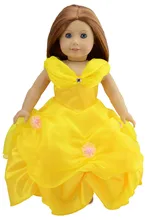 Ebuddy Yellow Color Royal Ball Gown Formal Princess Party Dress For 18 inch American Girl Doll
