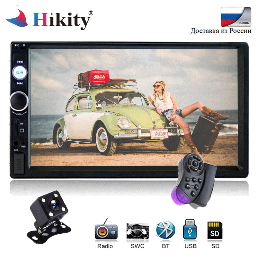 

Hikity 7" HD Car Radio Bluetooth Stereo MP5 Player Multimedia Autoradio 2 Din Touch Screen USB With Rear View Camera Auto Radio
