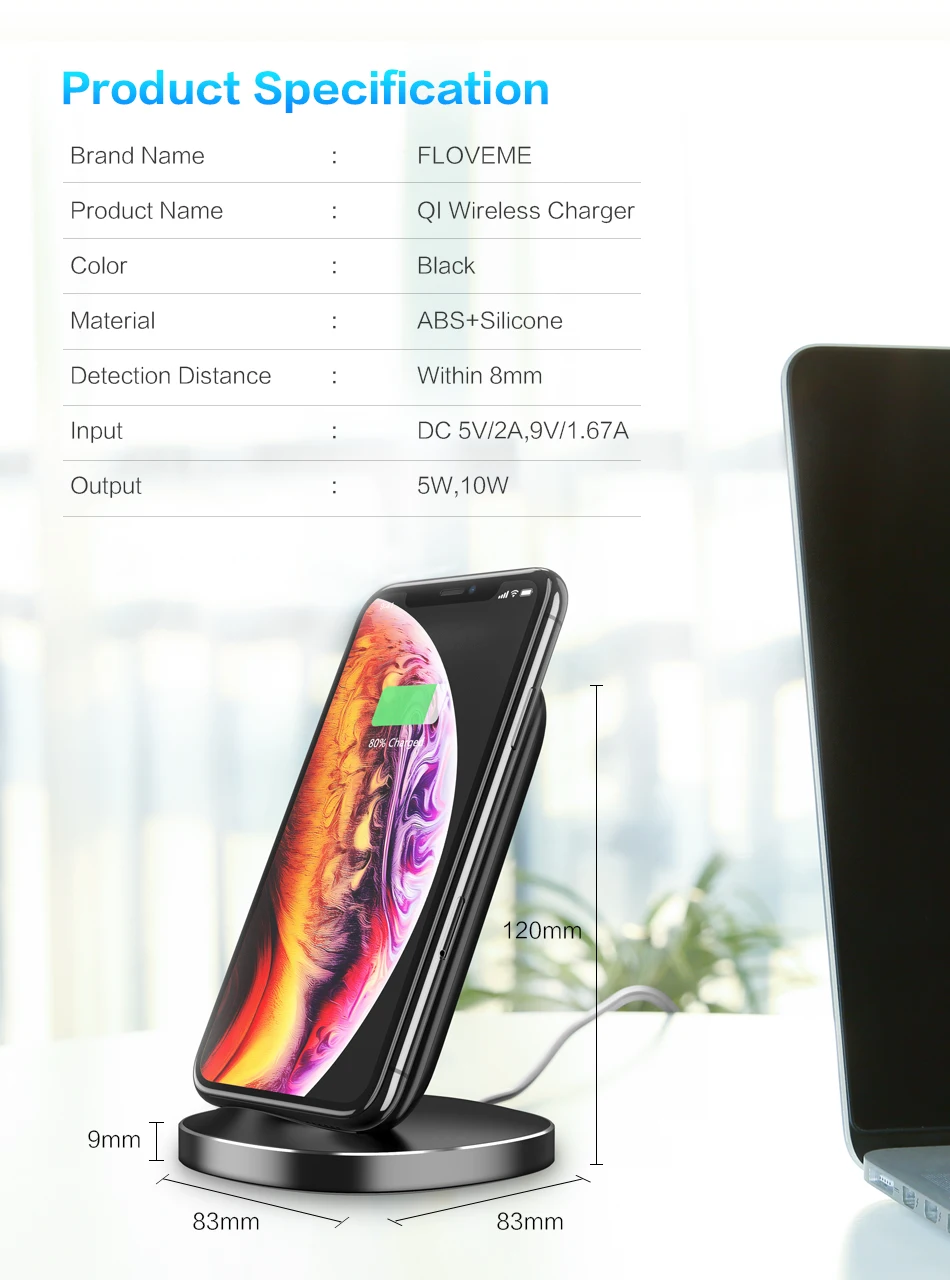 FLOVEME 10 W Беспроводной Зарядное устройство для iPhone XS X XR 8 плюс быстро Ци Беспроводной Зарядное устройство для sam