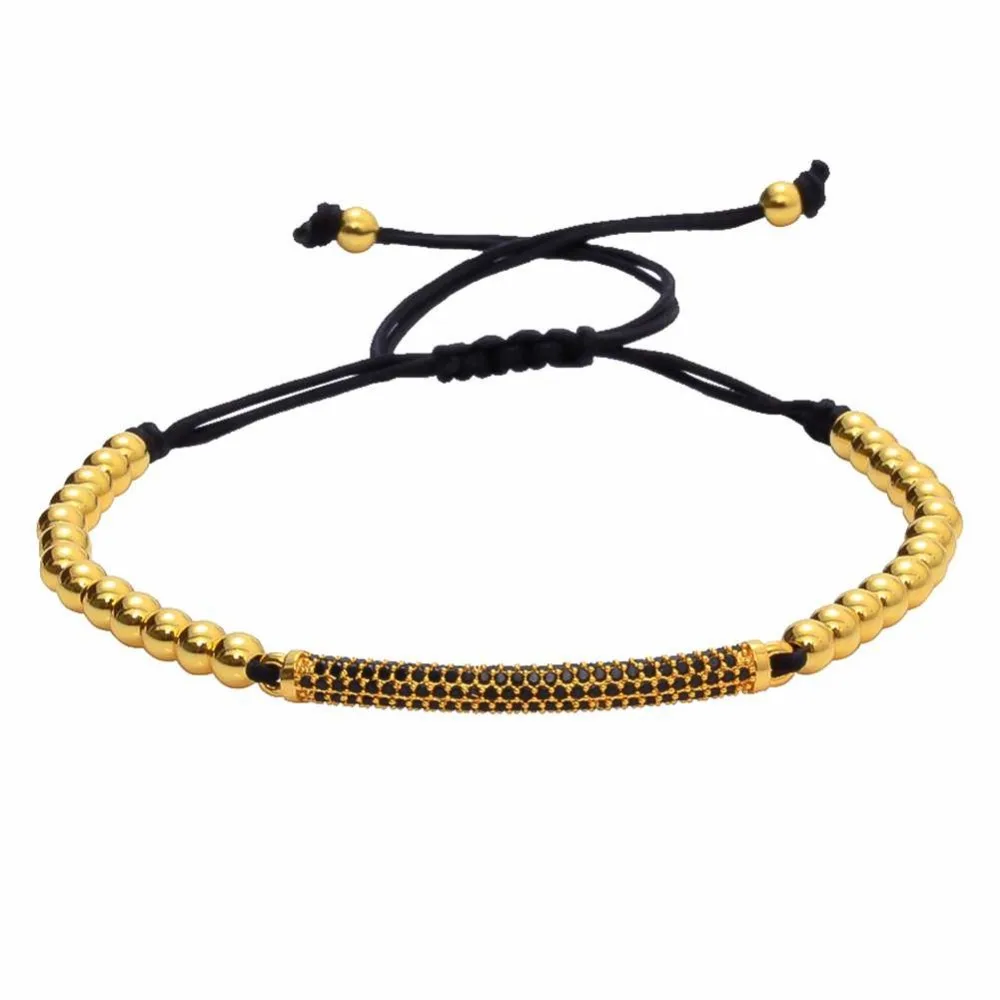 Anil Arjandas Men Jewelry Mosaic CZ Crystal Sideway Long Tong Round Ball Brass Beads Braiding Macrame Bracelet for Women Bijoux | Украшения