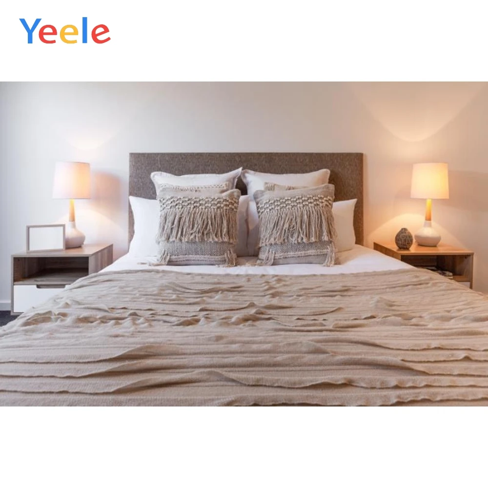

Yeele Bedroom Bed Table Lamp Pillows Portrait Photography Backgrounds Customized Photographic Backdrops For Photo Studio