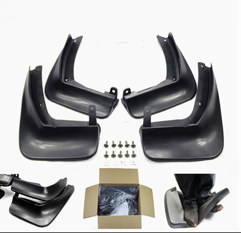4Pcs Black Front Rear Molded Car Mud Flaps Splash Guards Mudguard