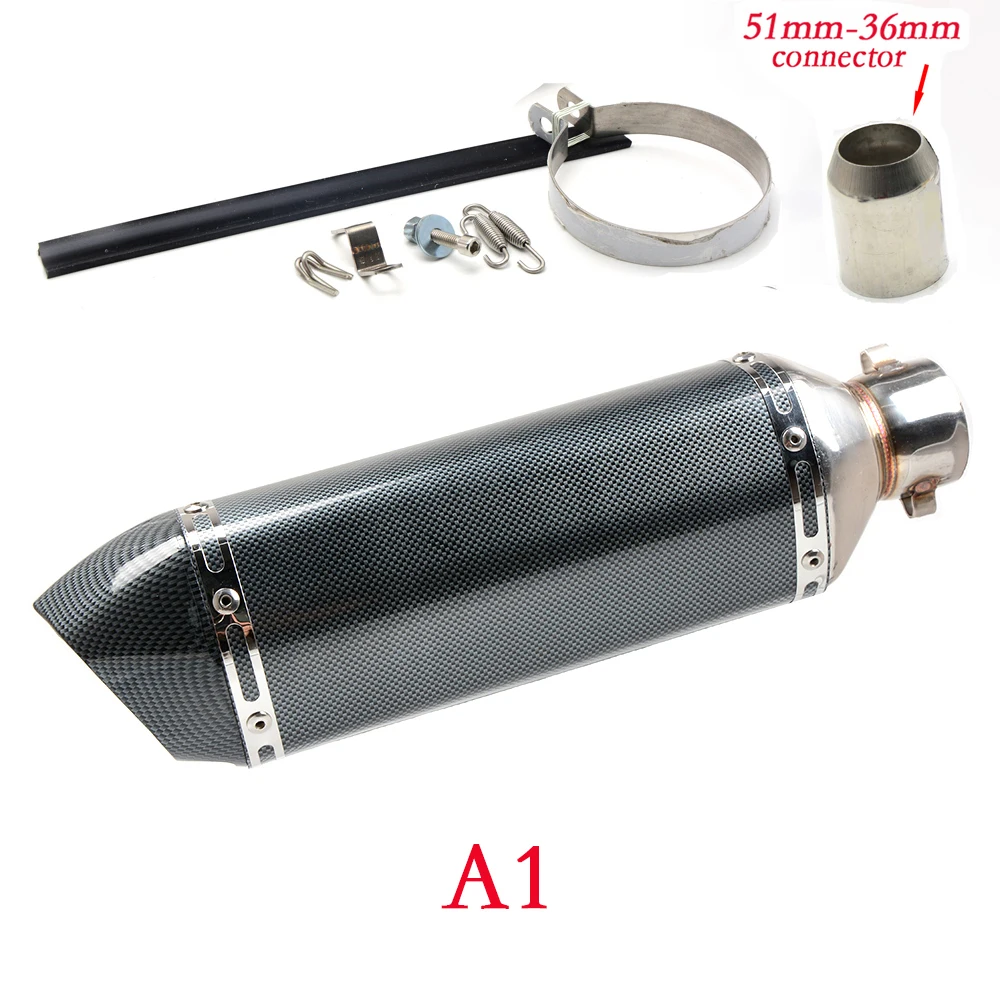 Motorcycle 51mm exhaust muffler pipe with db killer 36mm connector For Yamaha Fazer600 FZ6S FZ6N FJ-09 FJR 1300/ES killer