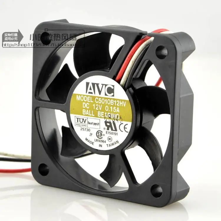

Free Shipping DC 12V 0.15A Cooling Fan AVC C5010B12HV Server Square Fan 50x50x10mm 3-Wire