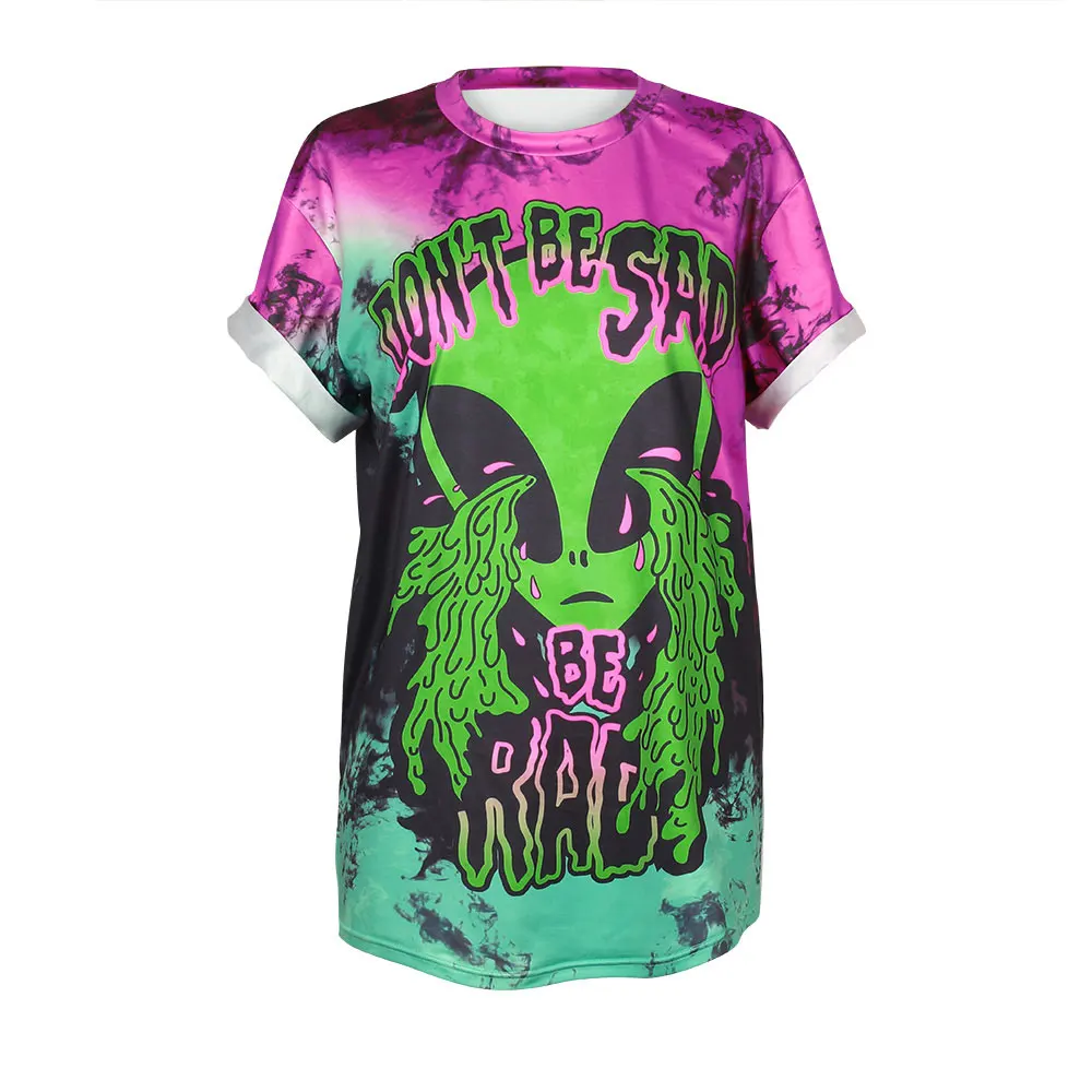 Summer Punk Skull Alien UFO Unicorn Tie Dye 3D Printed Unisex Short Sleeve Loose Men T Shirt Tops Vest Tees Women T-shirt