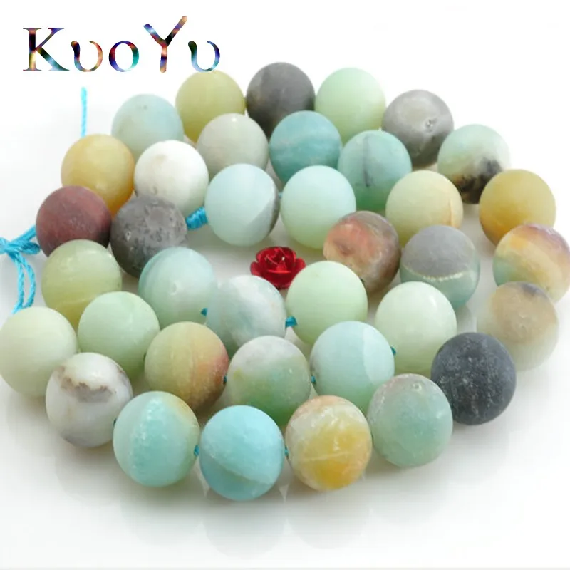 

Natural Dull Polish Matte Colorful Amazonite Stone Beads Round Loose Beads For Jewelry Making 15"inch 4 6 8 10 mm DIY Bracelets