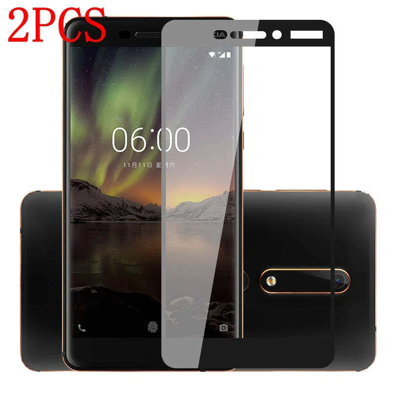 

2PCS Full Cover Tempered Glass For Nokia 6 2018 Screen Protector protective film For Nokia 6 2018 6.1 TA-1068 TA-1045 glass