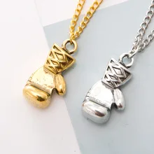 10 unids/lote, accesorios de joyería de moda, collar con colgante de guante de boxeo vintage de metal