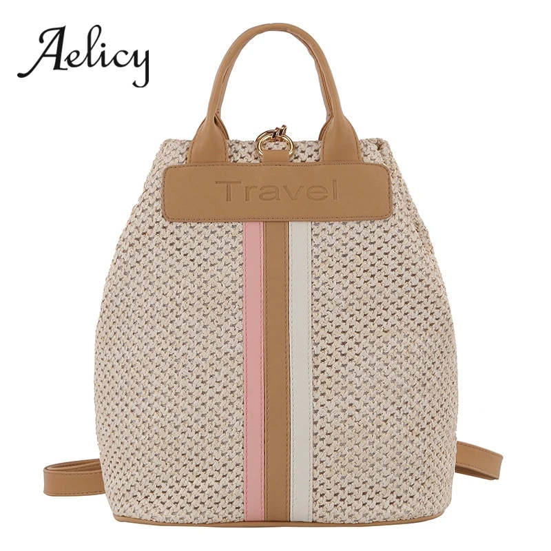

Aelicy Straw Bags For Women Beach Bag Personality Crossbody Zipper Handbag Lady Vintage Handmade Knit Shoulder Bag Multifunction