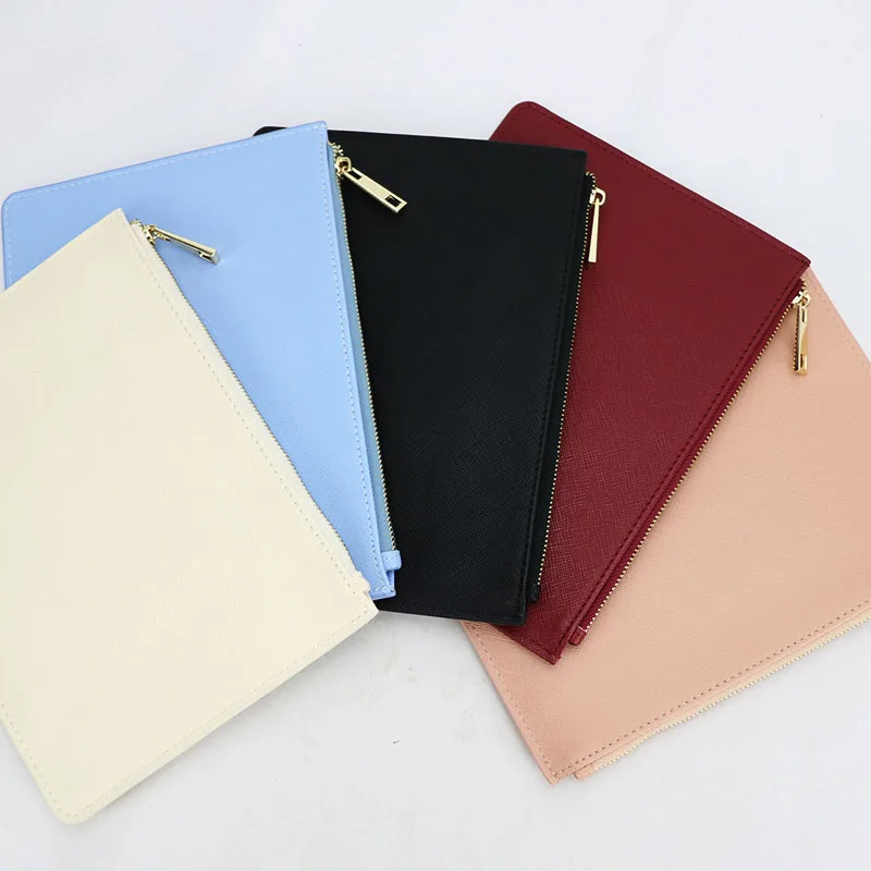  Monogrammed customized letters women PU saffiano pouch ladies vegan leather clutch bag small hand b