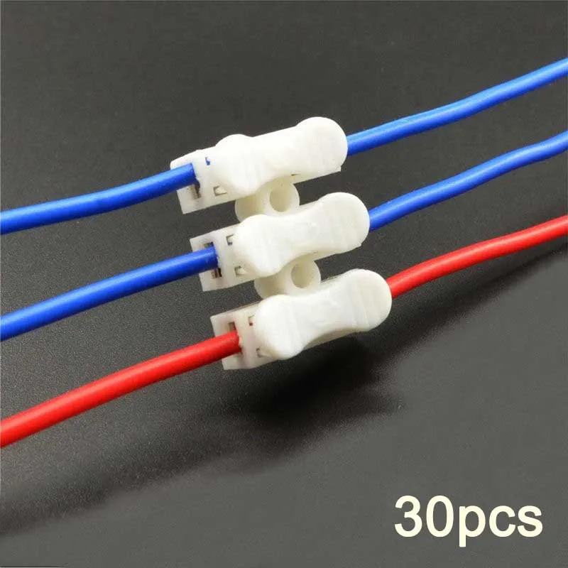 

30Pcs 220V 10A Quick CH-3 Wire Terminal Push Spring Connector Row Column Butt LED Lamp