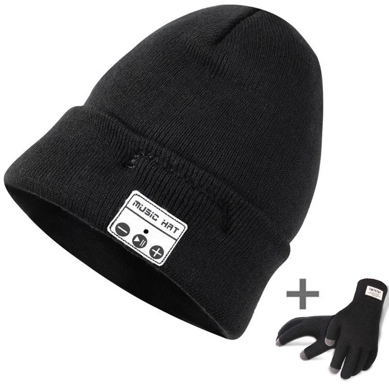 Fashion Bluetooth Beanie Music Hat with Speaker Wileless Bluetooth Headphone Headset Earphone Smart Hat+Touch Screen Gloves - Цвет: Серебристый