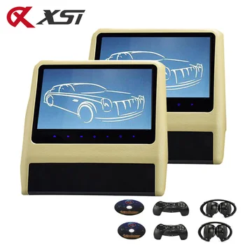 

XST 2PCS 9 Inch Car Headrest Monitor Video DVD Player with USB/SD 800*480 LCD Screen Backseat Displayer IR/FM Transmitter Remote