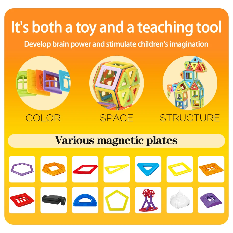 Магнитные блоки, Магнитный конструктор, строительные игрушки, набор, Магнитные Развивающие игрушки для детей, Детский подарок, от 114 шт до 196 шт