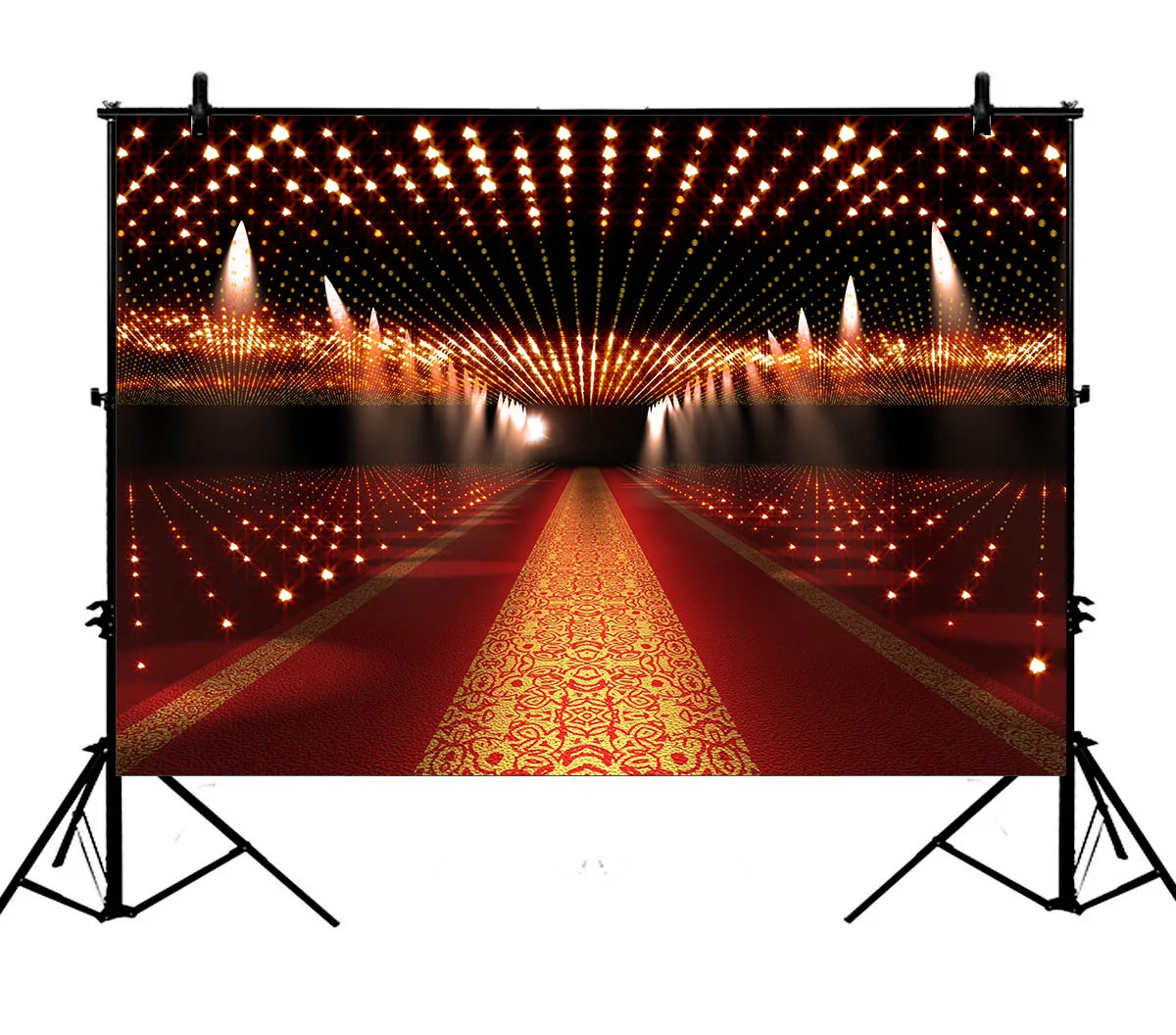 

5x7ft Glitter Lighting Red Carpet Wedding Polyester Photo Background Portrait Backdrop