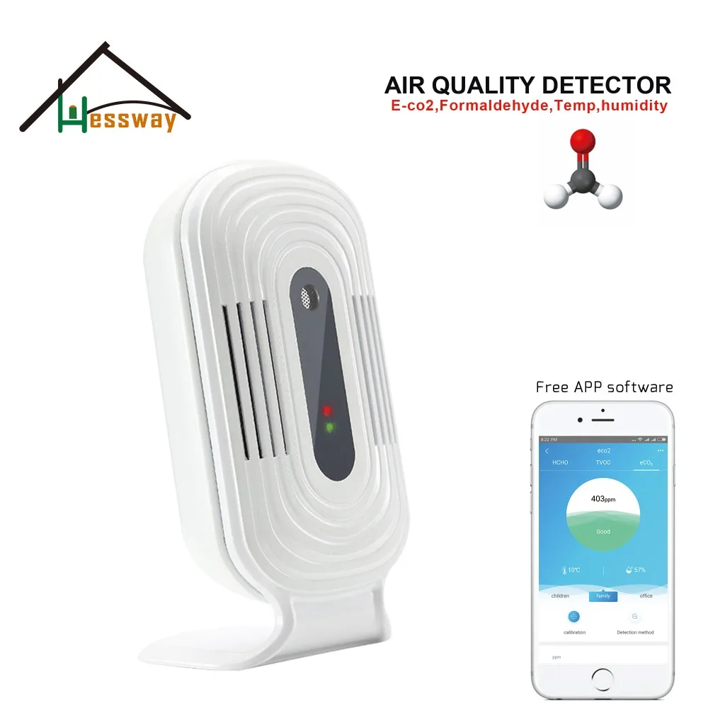 USB анализатор качества воздуха HCHO TVOC CO2 тестер WIFI детектор с помощью мобильного