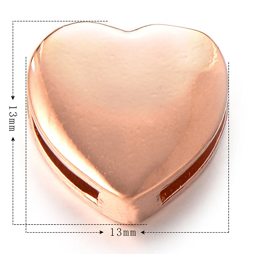 Pipitree High Polish Copper Heart Beads Charms for Jewelry Making Silver Gold Color DIY Trendy Spacer Beads fit Bracelet 13MM