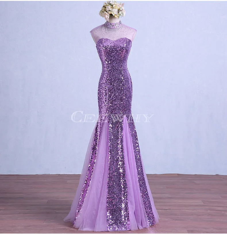 CEEWHY винтажные вечерние платья с блестками Длинные вечерние элегантное вечернее платье «русалка» платье Robe De Soiree - Цвет: purple