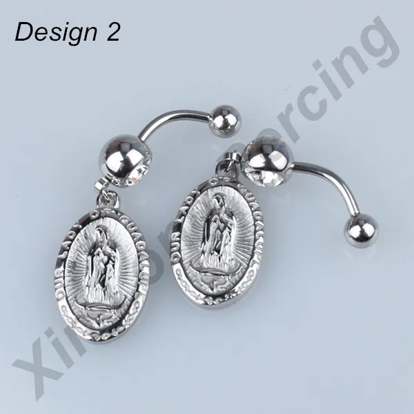 2Pieces of Ret Virgin Mary Graphic Dangle Charm Design 316L Stainless