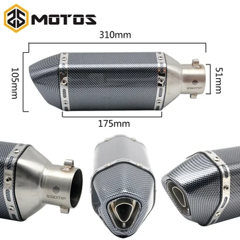 

ZS MOTOS 38-51MM Universal Motorcycle Ak Exhaust Modified Muffle Pipe Slip-on Small Hexagonal Motorbike Exhaust Pipes