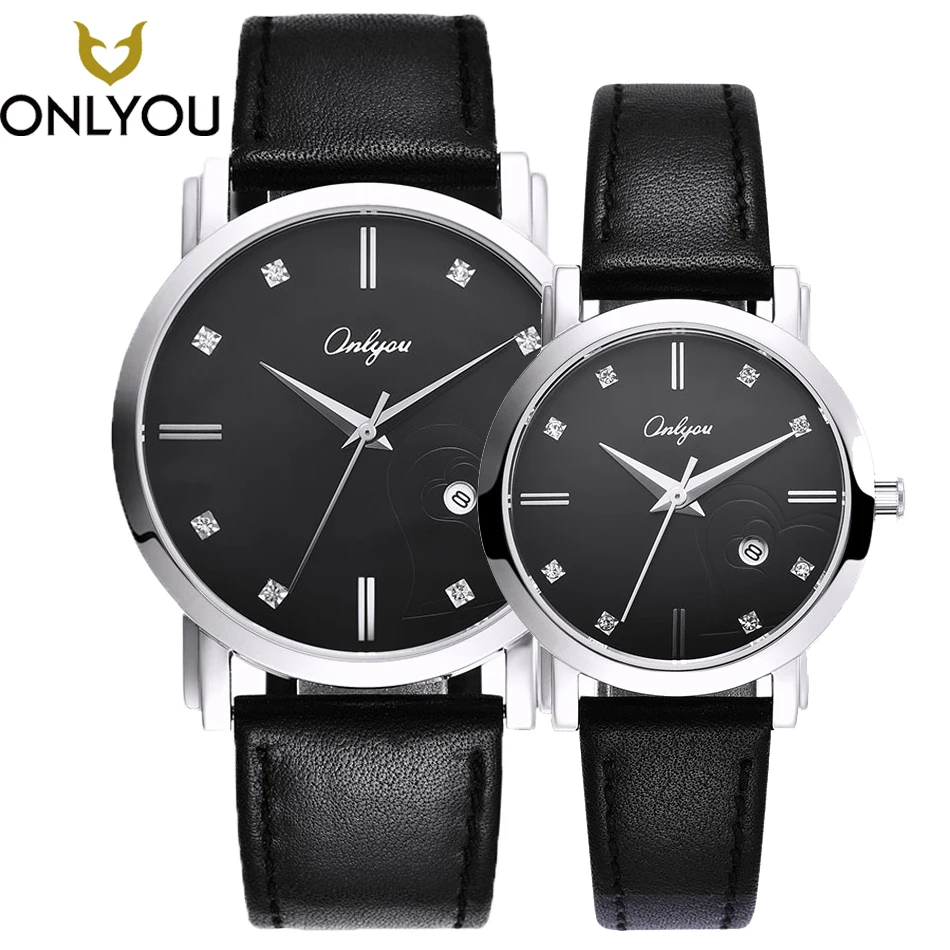 

ONLYOU Women Dress Watch Lovers Watch Ladies Leather Watchband Quartz Men luxury Wristwatch Waterproof Clock relogio masculino