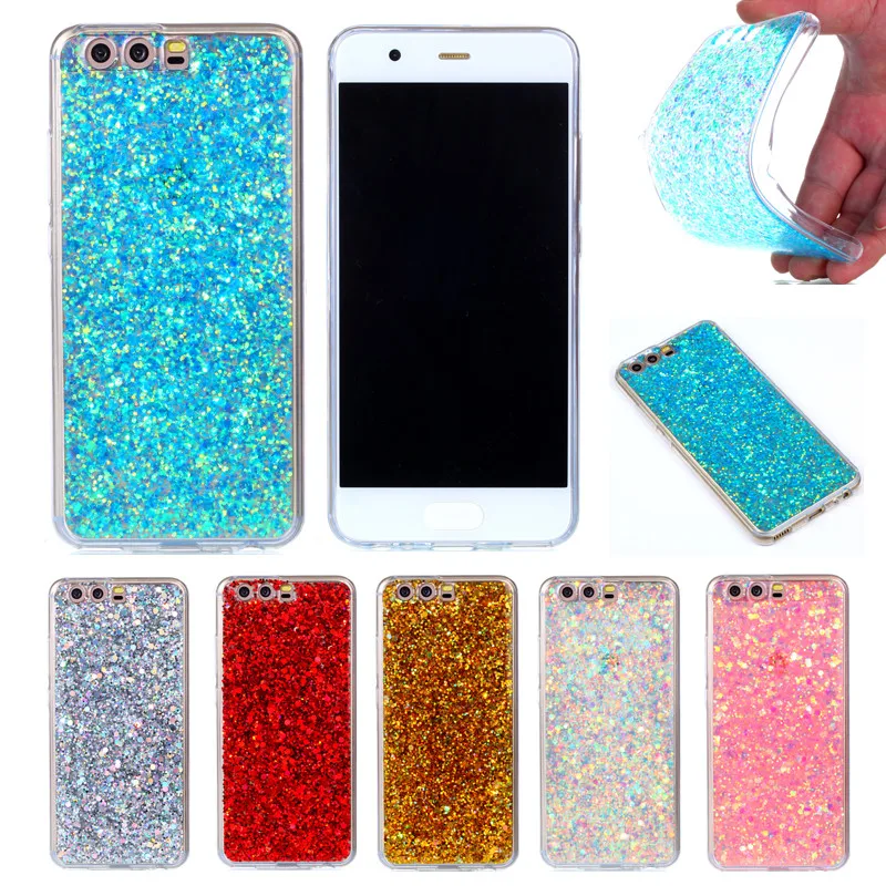 

2Pcs Huawei P 10 P10 VTR-L29 VTR-L09 Case Colored Shiny Glitter Silicone TPU Skin Soft Back Cover Case for Huawei P10 VTR-L29