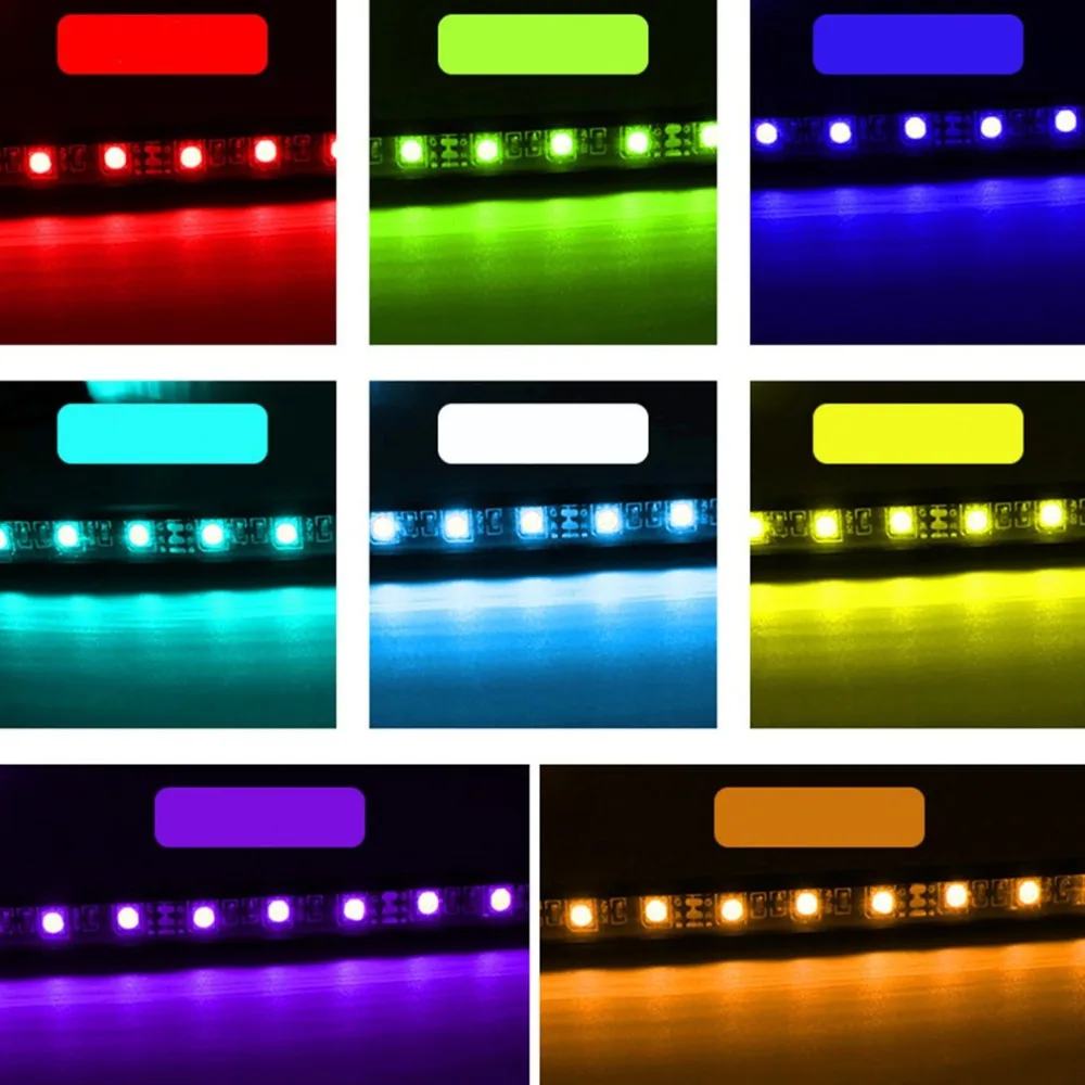 4-in-1 Colorful RGB Light Bar 9LED Ambient Light Car Interior Decorative Light Foot Well Light With Remote Control