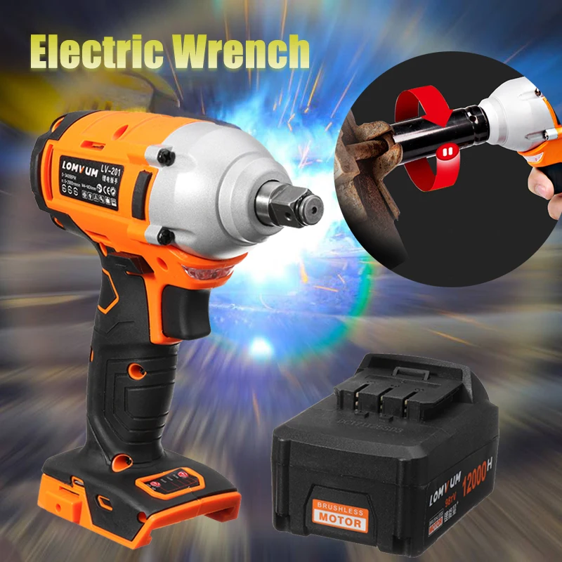 

Cordless Electric 1/2" Impact Wrench Drill Adjustable 280-340N/m 20V 12000mah Battery Lithium-ion Brushless Power Tool Torque