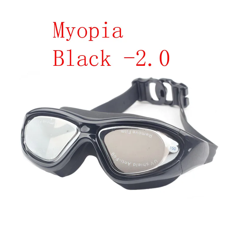 Очки для плавания для взрослых, очки для близорукости, профессиональные, анти-туман, диоптрий, водонепроницаемые, для арены, для плавания, очки, natacion, оптические маски для дайвинга - Цвет: Black -2.0
