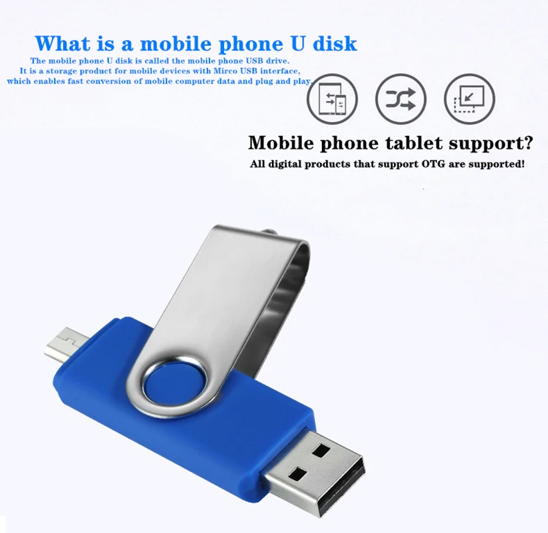 USB флеш-накопитель OTG с поворотом на 360 °, cle 64G, USB 2,0, смартфон, ручка-накопитель, 4g, 8g, 16g, 32g, 128g, micro usb, запоминающие устройства, U диск