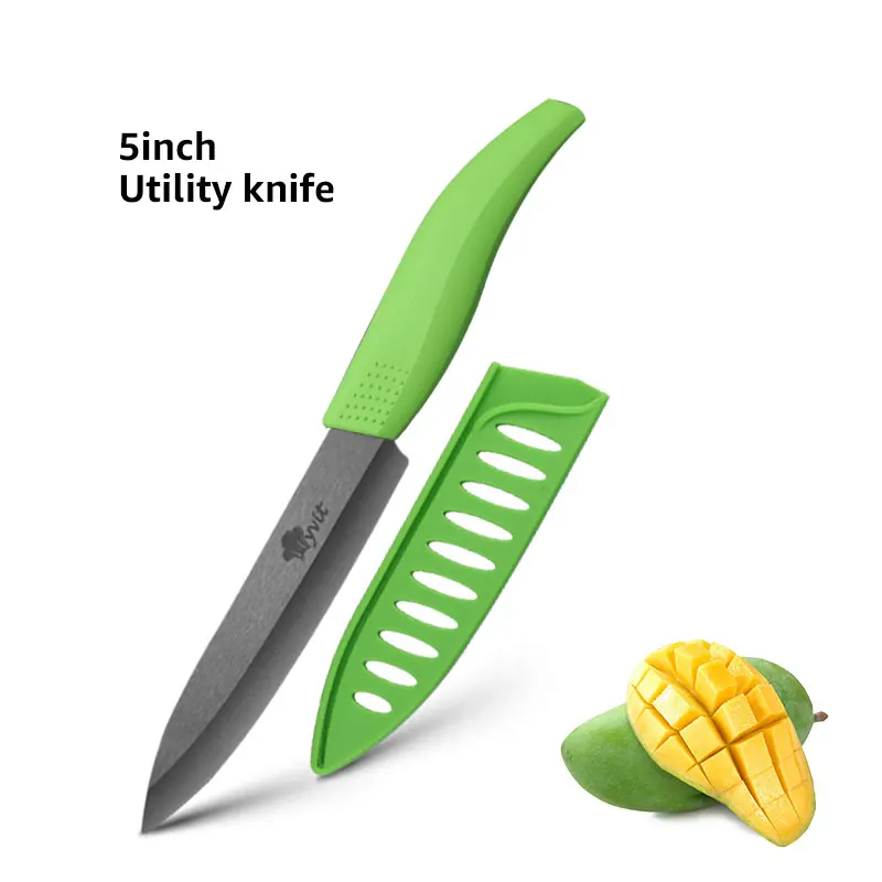 5 inch green knife Кухонные керамические ножи 3, 4, 5, 6 дюймов, керамический нож с черным цирконием, один нож, 4 цвета, с ручкой, японские кухонные инструменты - Цвет: 5 inch green knife