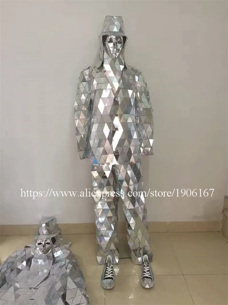 Mirror Clothing Event Party Supplies Mirror Design Dazzling Fashion Costume Men Women Street Art Reflective Clothes Robot Suit11