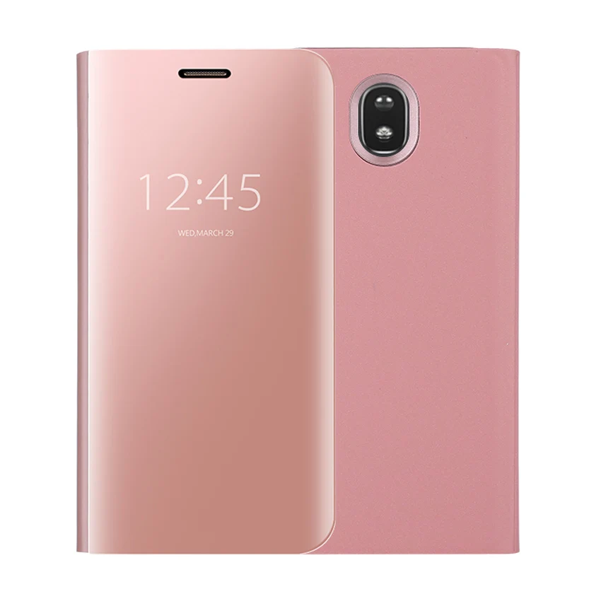 Чехол-книжка с зеркальным покрытием кожаный чехол для samsung Galaxy J7 Pro J5 J3 J 5 7 3 SM J730F J530F J330F SM-J330F SM-J530F чехол для телефона - Цвет: Rose Red