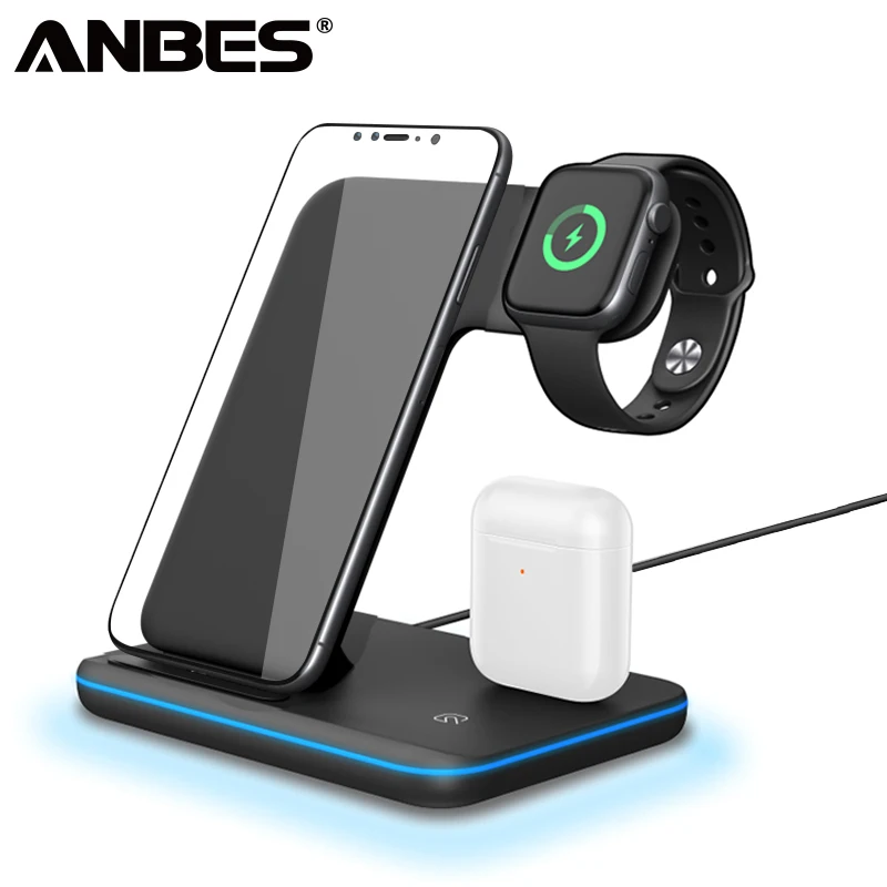 

3 In 1 Qi Wireless Charger for Apple watch 2 3 4 Airpods Fast Charging For iPhone XS Max XR X 8 Samsung S9 S8 Phone Charger