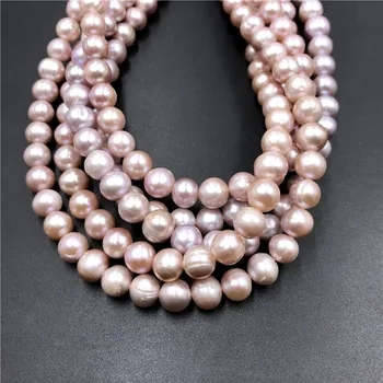 

8-9mm Potato Natural Freshwater Pearl Beads Pink Baroque Pearl Big Hole Pearls for Necklace Bracelet Jewelry Making 15"\Strand