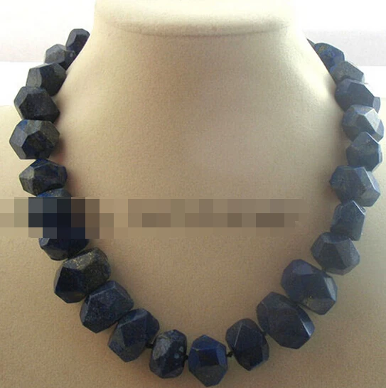 

huij 004903 lapis lazuli blue faceted necklace 16.5" nature