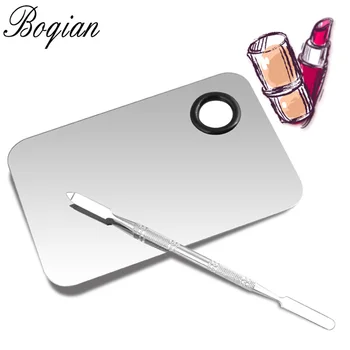 

BQAN 1 Set Stainless Steel Nail Palette Spatula Cosmetic Makeup Cream Foundation Eye Shadow Mixing Gel Polish Nail Art Tool Set