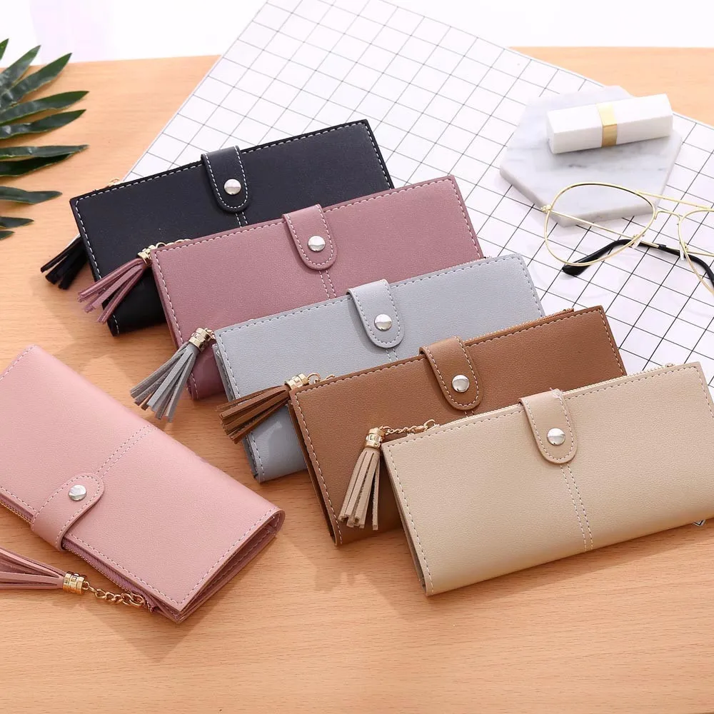 Naivety Long Wallet Female Women Simple Tassel PU Zipper&ampHasp Coin Purse Cash Card Holders Solid Handbag 2020 Fashion 10Jul 5 | Багаж и