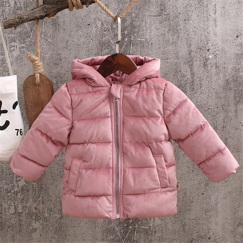

New Fashion Baby Boys Jackets Children Winter Coats Corduroy Thick Parka Coats Girls Boys Cotton Padded Hooded Down Coat