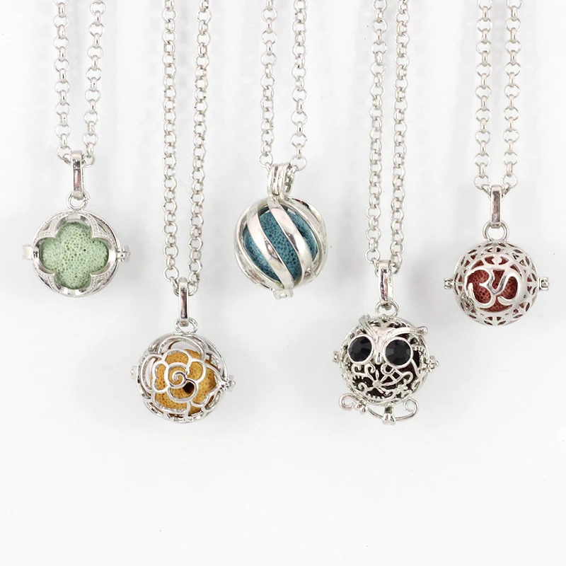 

1PC Cage locket Fit for 16mm Lava Stone Essential Oil Diffuser locket Necklaces Aromatherapy Locket Necklace