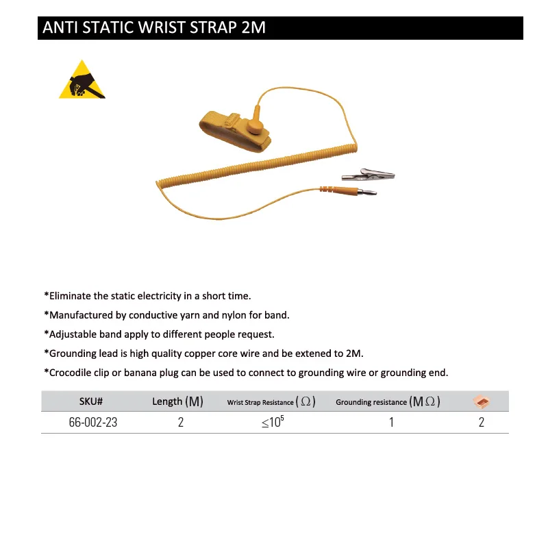 Стэнли 1 шт 2 м длинный Регулируемый Антистатический браслет антистатическое электричество браслет ESD discharge ремень с заземлением провода
