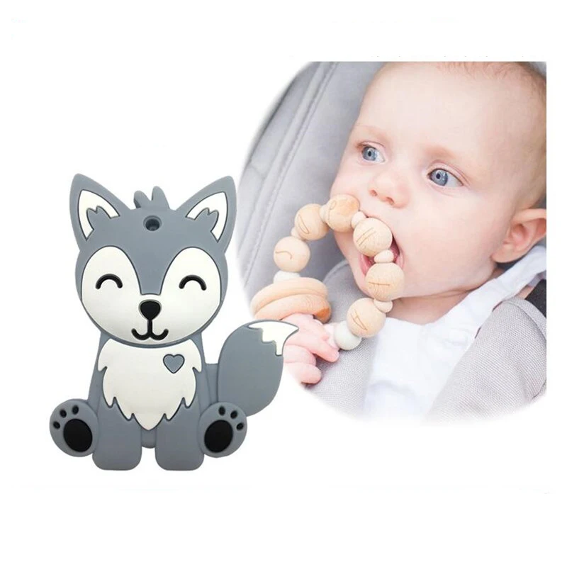 1Pcs Cute Siberian Husky Dog Shape BPA Free Silicone Baby Teether Chew