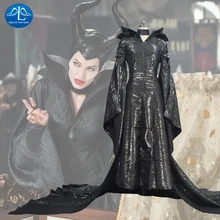Малифисента для косплея костюм малифисенты платье Хэллоуин костюм для взрослых женщин девочек с головным убором Черное длинное платье