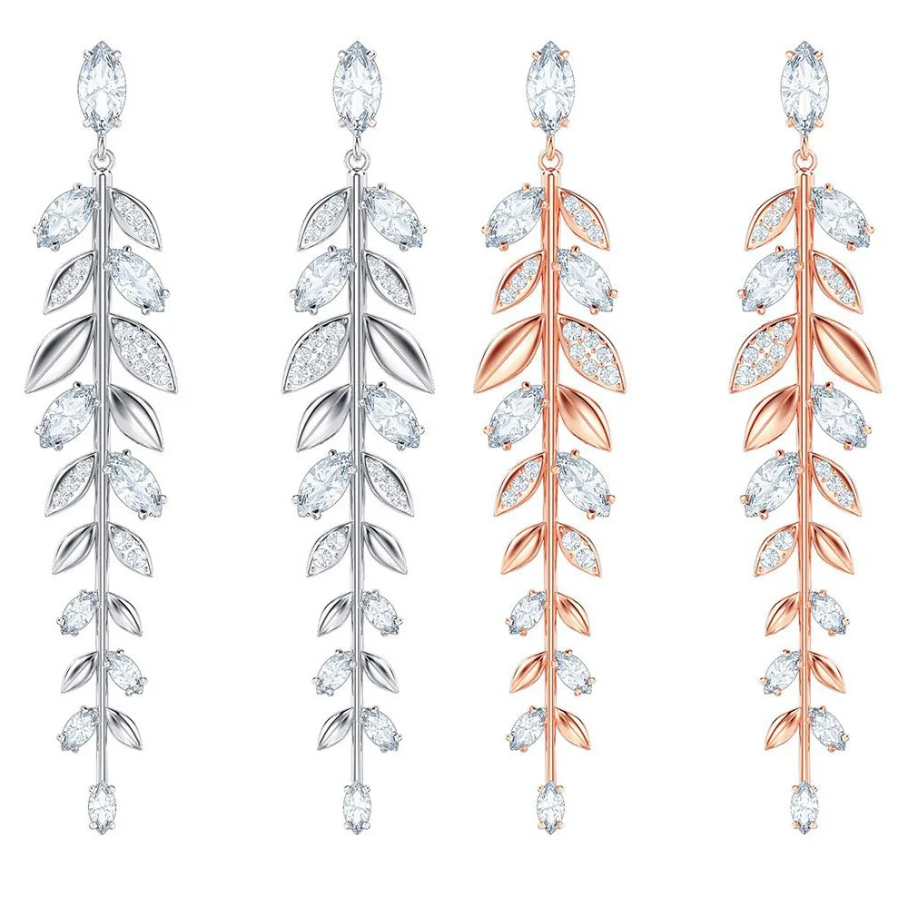

Fanier New Autumn Filled With Effective Diamonds Perfused White Brinces Rose Gold Leaf Earrings Girl Jewels Free Freight Presents
