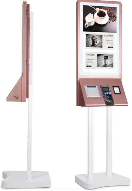 

Customized Wireless Remote Control Restaurant Self Service Food Ordering touch interactive terminal kiosk machines with printer