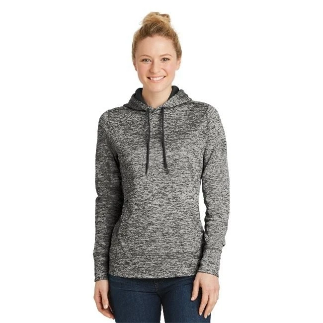 Sport-Tek LST225 Ladies Posi-Charge Electric Heather Fleece Hooded Pullover Black Electric - 3XL