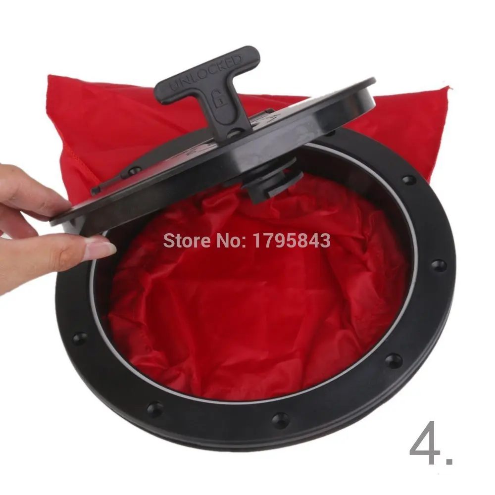 8'' Black&Red Hatches Cover Deck Plate Kit & Waterproof Bag For Marine